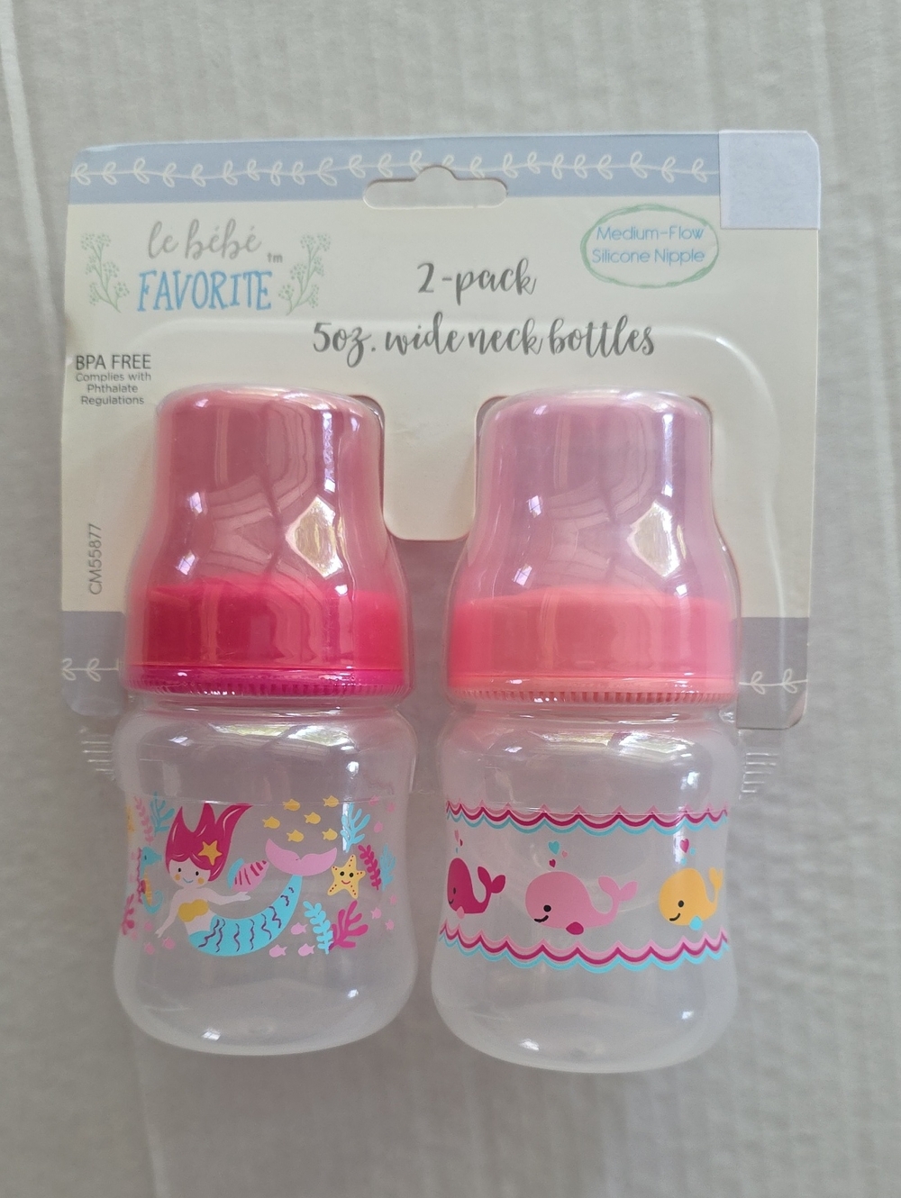 Le Bébé Favorite 2-Pack 5oz Wide Neck Baby Bottles - Pink